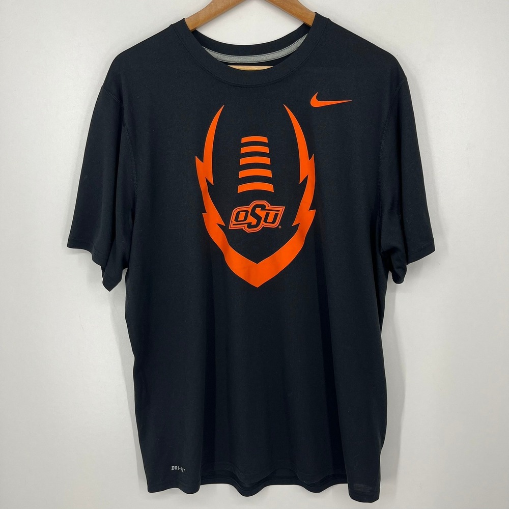Nike Oklahoma State Cowboys Mens Dri-FIT T-Shirt Black Orange Large 23546X-BLK